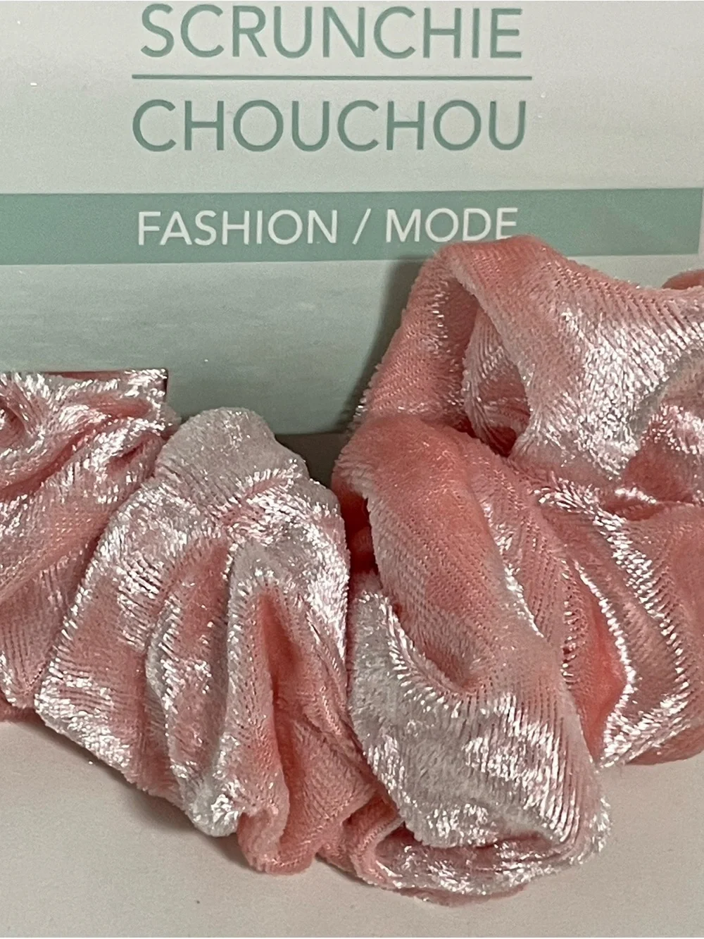 Velvet Scrunchie Duo - Pink & Light Teal